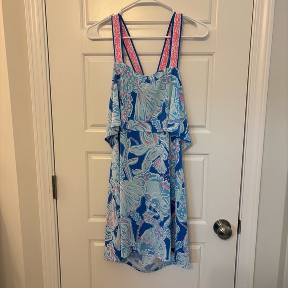 Lilly Pulitzer Bay Blue Into The Deep Engineered Shay Dress Size L Resortwear - Picture 11 of 13
